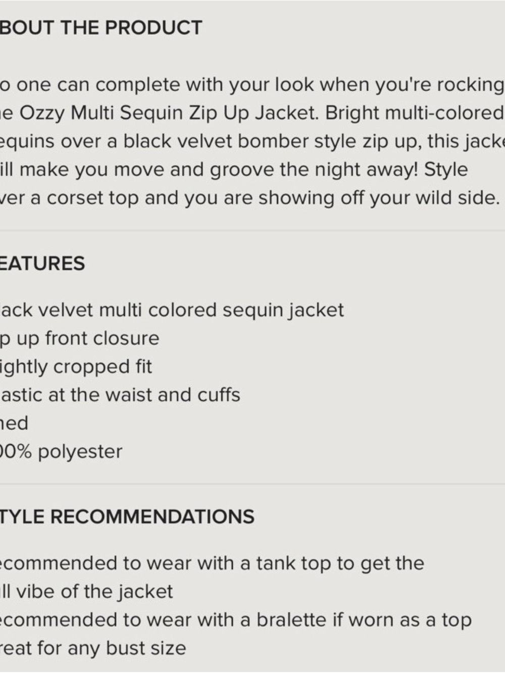 12th Tribe Ozzy Multi Sequin Zip Up Bomber Jacket - Picture 6 of 6